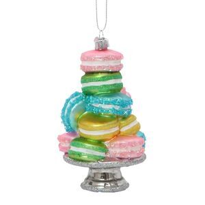Nobel Gems Stacked Macaroon Sweet Tooth Molded Blown Glass Christmas Ornament
